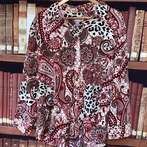 Chicos Womens Size 3‎ Paisley Print Shirt roll sleeves button up